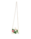 Dolce & Gabbana White Rose Embroidery Silk Gold Frame Clutch Purse Bag