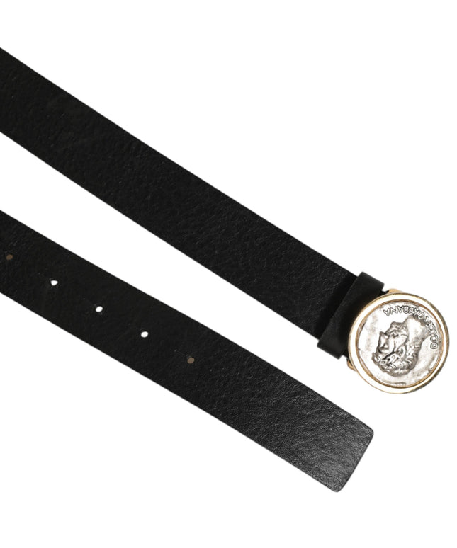 Dolce & Gabbana Black Leather Coin Buckle Classic Men Belt