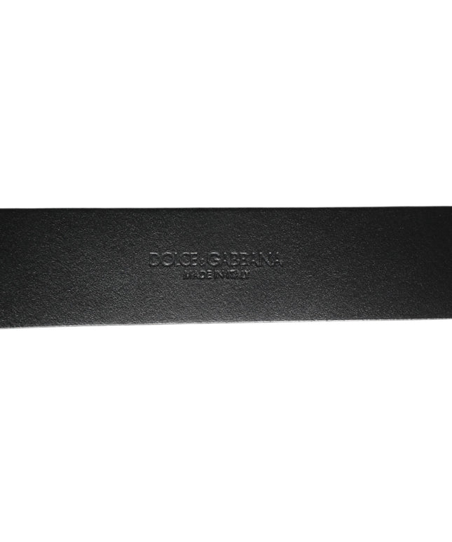 Dolce & Gabbana Black Silver Pebbled Texture Leather Buckle Men Belt