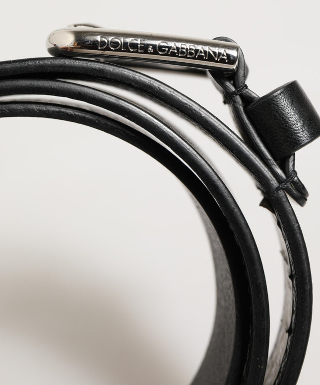 Dolce & Gabbana Black Leather Classic Metal Logo Buckle Belt