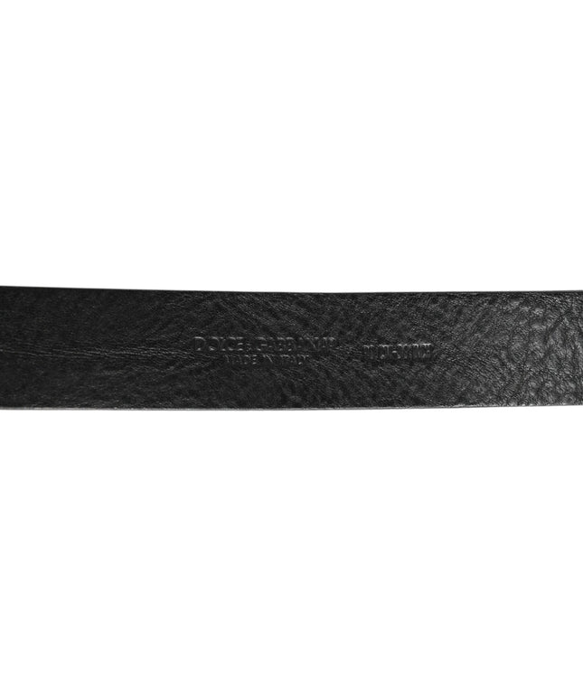 Dolce & Gabbana Black Leather Classic Metal Logo Buckle Belt