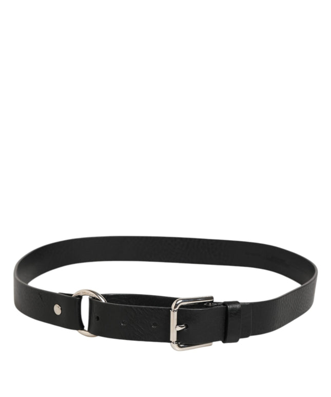 Dolce & Gabbana Black Leather Classic Metal Logo Buckle Belt