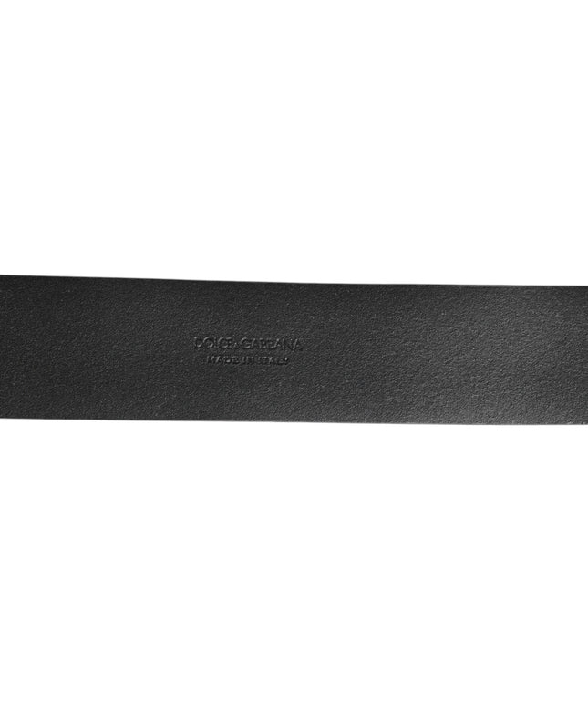 Dolce & Gabbana Black Leather Side Rings Brass Buckle Belt