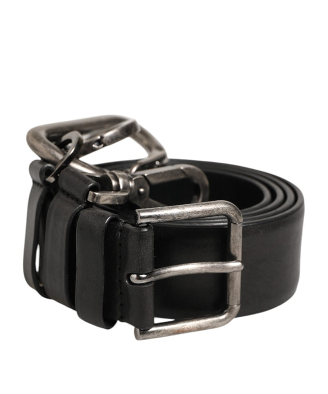 Dolce & Gabbana Black Key Ring Clip Attachments Buckle Belt