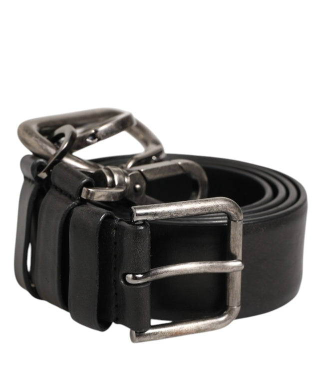 Dolce & Gabbana Black Key Ring Clip Attachments Buckle Belt