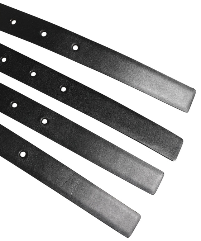 Dolce & Gabbana Black Leather 4-Strap Metal Multi-Buckle Belt