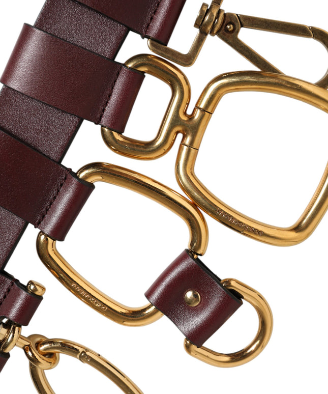 Dolce & Gabbana Brown Key Ring Clip Attachments Buckle Belt