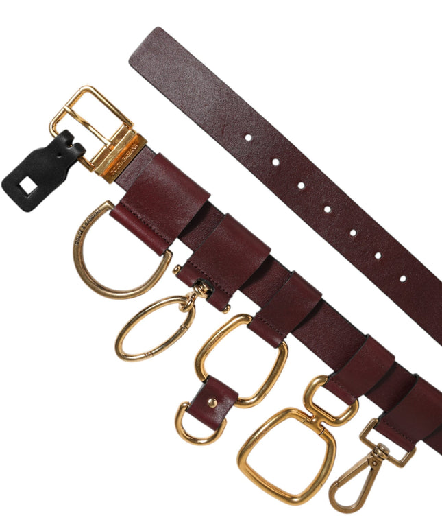 Dolce & Gabbana Brown Key Ring Clip Attachments Buckle Belt