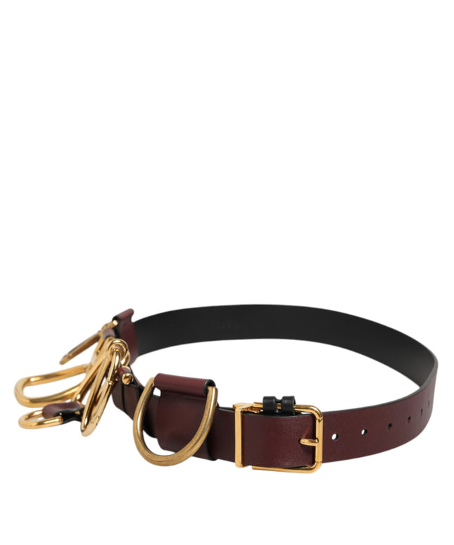 Dolce & Gabbana Brown Key Ring Clip Attachments Buckle Belt