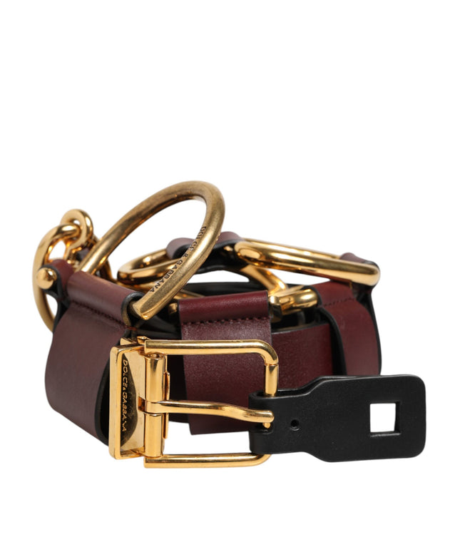 Dolce & Gabbana Brown Key Ring Clip Attachments Buckle Belt