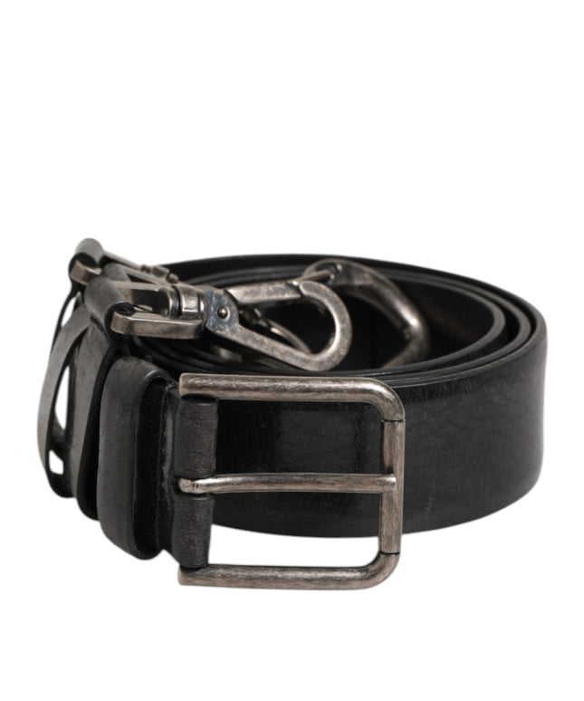 Dolce & Gabbana Black Key Ring Clip Attachments Buckle Belt
