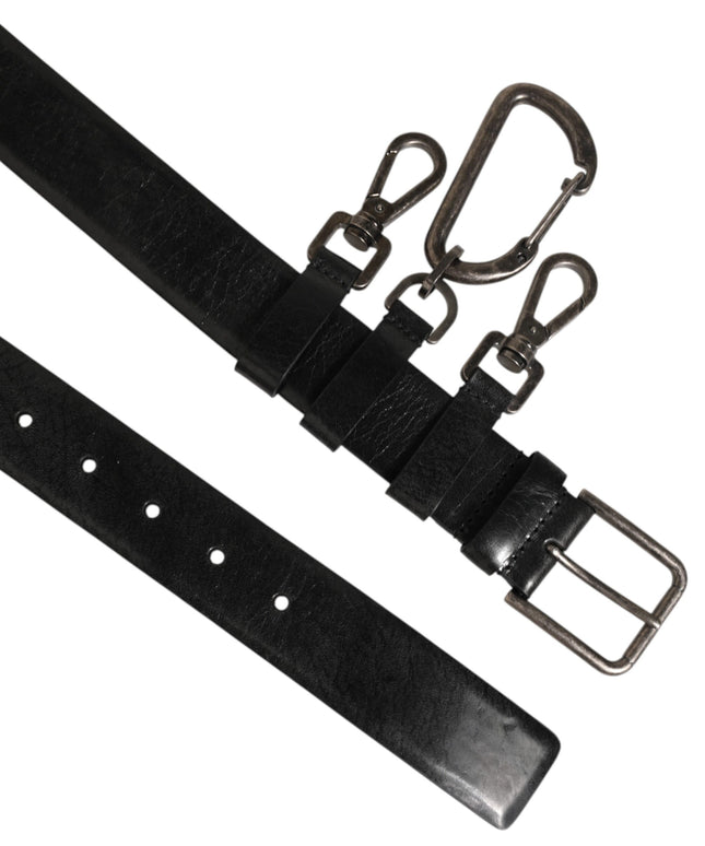 Dolce & Gabbana Black Key Ring Clip Attachments Buckle Belt