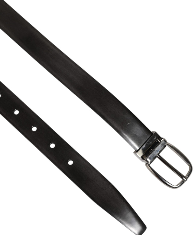 Dolce & Gabbana Black Classic Leather Silver-Tone Buckle Belt