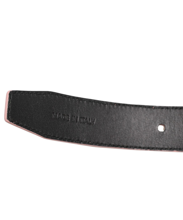 Dolce & Gabbana Pink Leather Perforated Detailing Buckle Belt