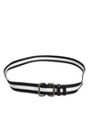 Dolce & Gabbana Black White Striped Metal Buckle Men Belt