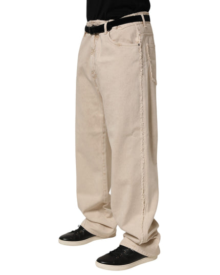 Dolce & Gabbana Beige Cotton Straight Denim Trouser Jeans