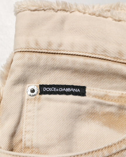 Dolce & Gabbana Beige Cotton Straight Denim Trouser Jeans
