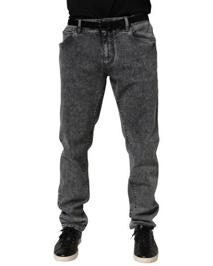 Dolce & Gabbana Gray Cotton Slim Fit Denim Trouser Jeans