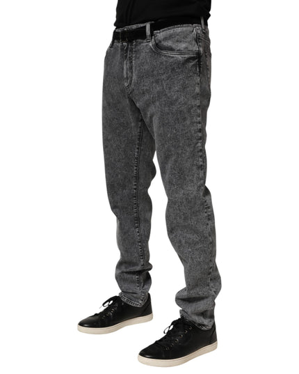 Dolce & Gabbana Gray Cotton Slim Fit Denim Trouser Jeans