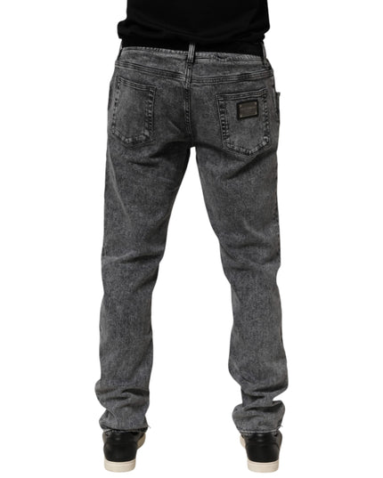 Dolce & Gabbana Gray Cotton Slim Fit Denim Trouser Jeans