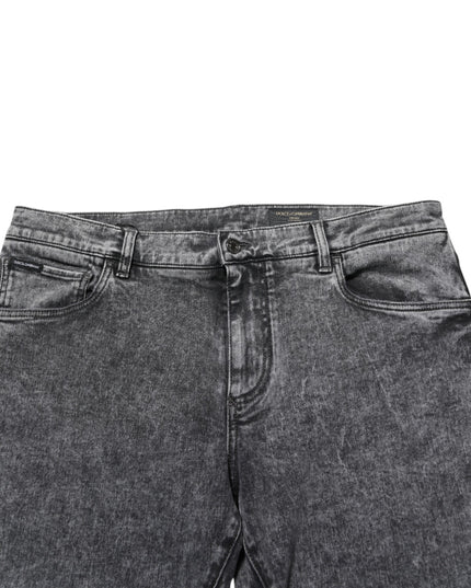 Dolce & Gabbana Gray Cotton Slim Fit Denim Trouser Jeans