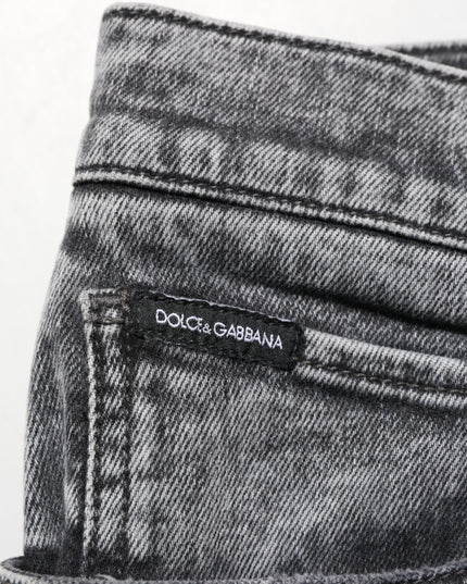 Dolce & Gabbana Gray Cotton Slim Fit Denim Trouser Jeans