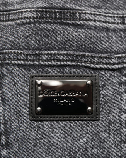 Dolce & Gabbana Gray Cotton Slim Fit Denim Trouser Jeans