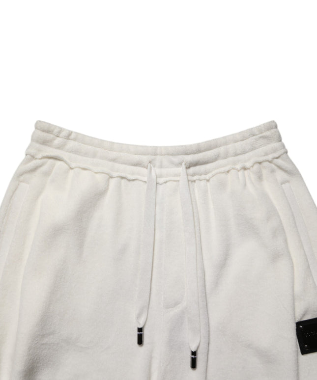 Dolce & Gabbana White Cotton Logo Plaque Men Bermuda Shorts