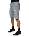 Dolce & Gabbana Blue Cotton Distressed Denim BermudaShorts