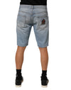 Dolce & Gabbana Blue Cotton Distressed Denim BermudaShorts