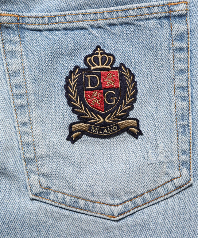 Dolce & Gabbana Blue Cotton Distressed Denim Bermuda  Shorts
