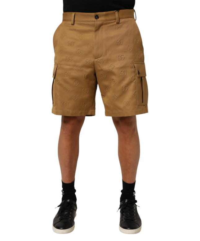Dolce & Gabbana Brown Cotton Stretch Logo CargoBermuda Shorts