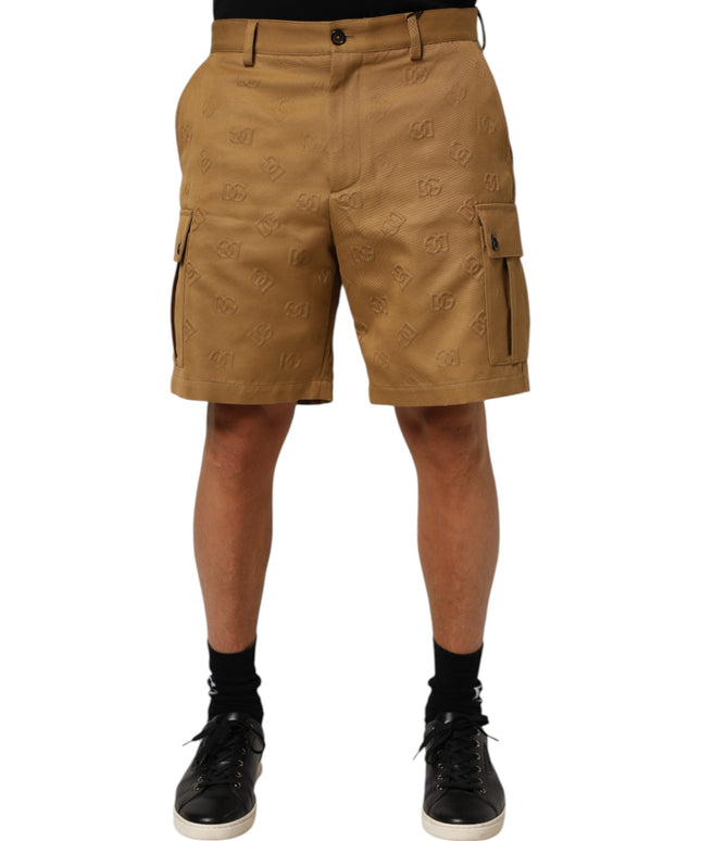 Dolce & Gabbana Brown Cotton Stretch Logo CargoBermuda Shorts
