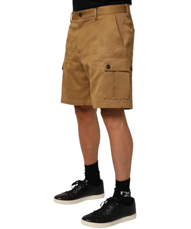 Dolce & Gabbana Brown Cotton Stretch Logo CargoBermuda Shorts