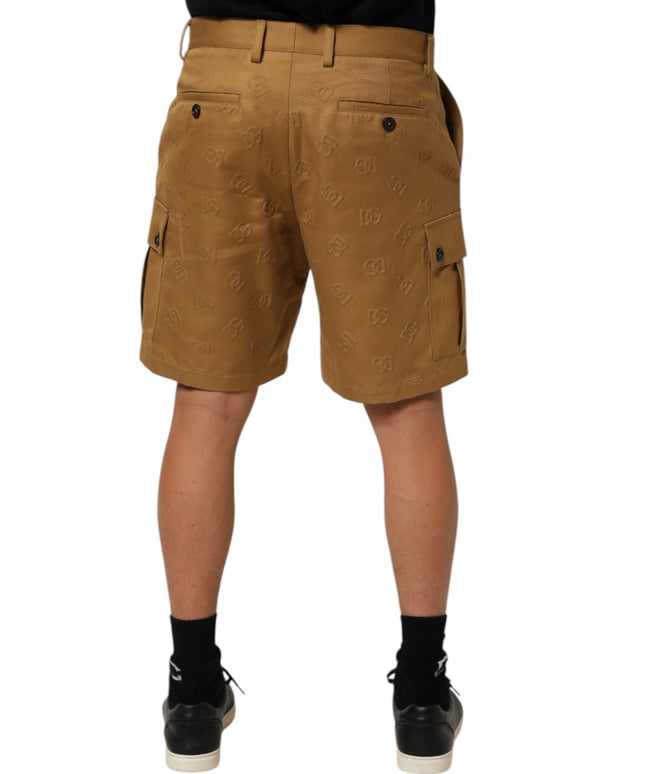 Dolce & Gabbana Brown Cotton Stretch Logo CargoBermuda Shorts