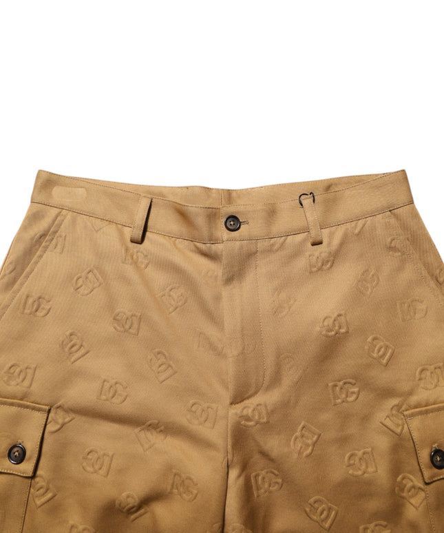 Dolce & Gabbana Brown Cotton Stretch Logo CargoBermuda Shorts