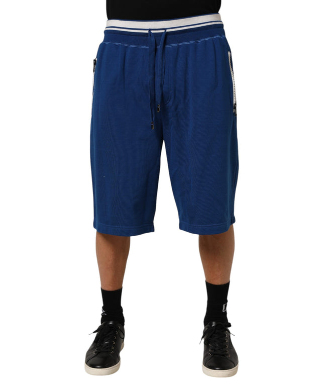 Dolce & Gabbana Blue Cotton Blend Bermuda Sweatpants Shorts