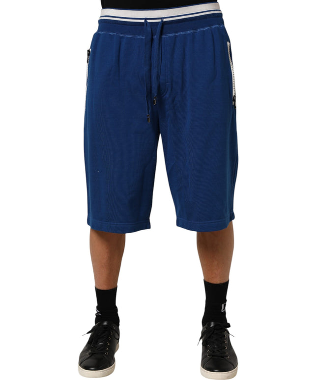 Dolce & Gabbana Blue Cotton Blend Bermuda Sweatpants Shorts