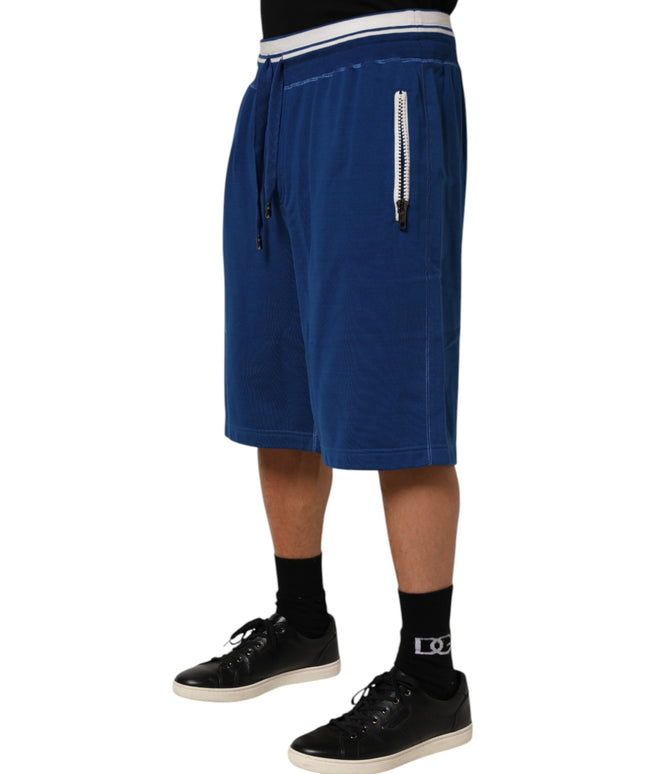 Dolce & Gabbana Blue Cotton Blend Bermuda Sweatpants Shorts
