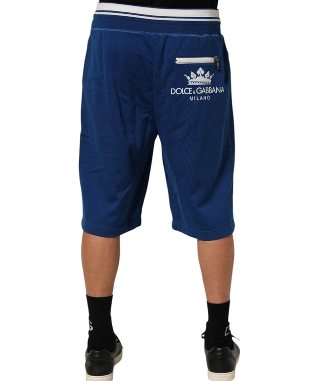 Dolce & Gabbana Blue Cotton Blend Bermuda Sweatpants Shorts