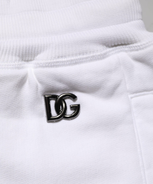 Dolce & Gabbana White Cotton Ripped Bermuda Sweatpants Shorts