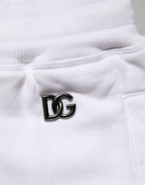 Dolce & Gabbana White Cotton Ripped Bermuda Sweatpants Shorts
