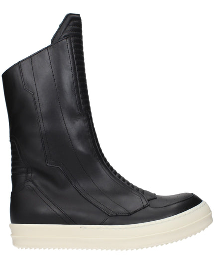 Rick Owens Black Leather Ankle Boots