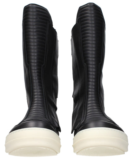 Rick Owens Black Leather Ankle Boots