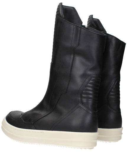 Rick Owens Black Leather Ankle Boots