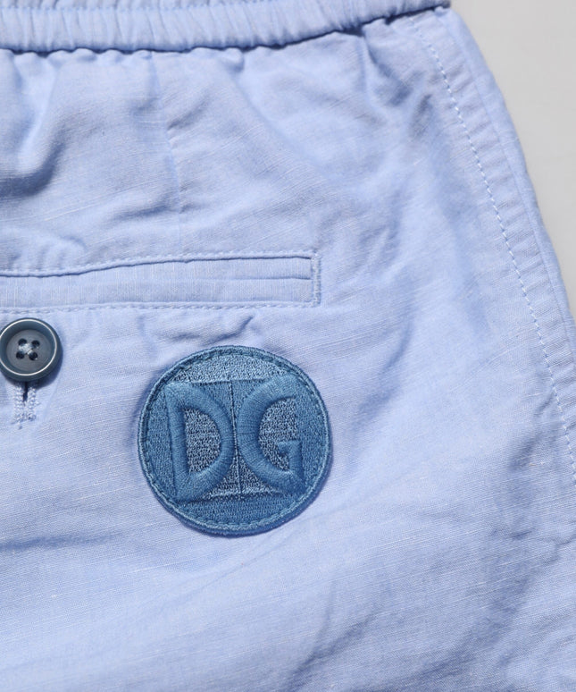 Dolce & Gabbana Light Blue Linen Mid Waist Men Bermuda Shorts