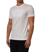 Dolce & Gabbana White Logo Patch Cotton Crew Neck Men T-shirt
