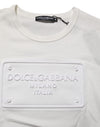 Dolce & Gabbana White Logo Patch Cotton Crew Neck Men T-shirt