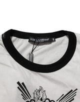 Dolce & Gabbana White Sacred Heart Cotton Crew Neck T-shirt