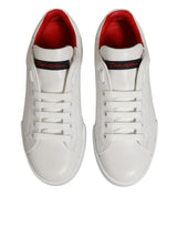 Dolce & Gabbana White Leather Lace Up Low Top Sneakers Shoes